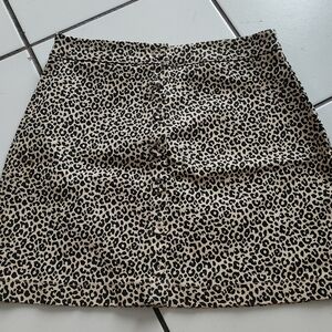 Forever 21 Beige and Black Leopard Button-Front Mini Skirt